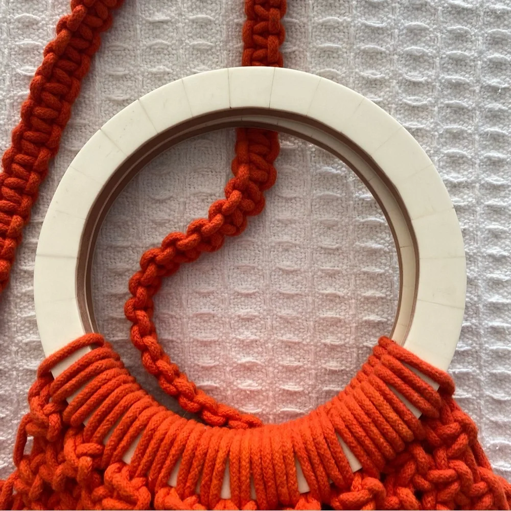 Cleobella macrame orange Monaco woven bag - Picture 2 of 9